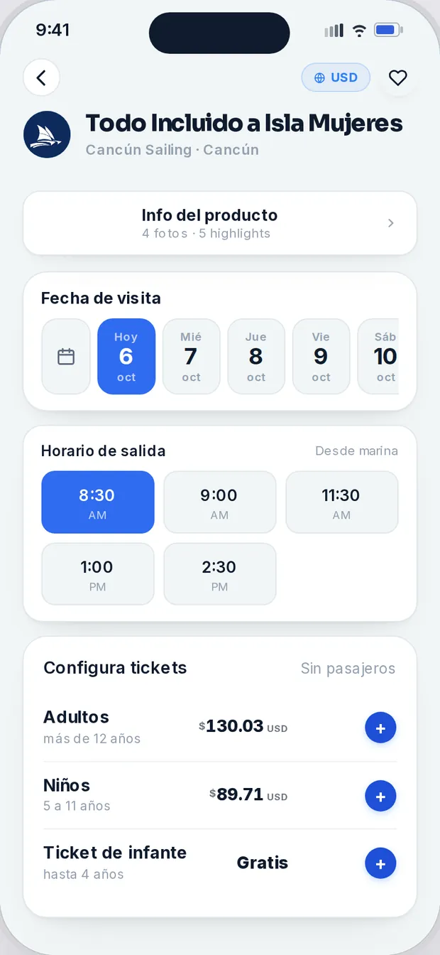 Ficha del Tour Todo Incluido con 2 adultos y 1 menor