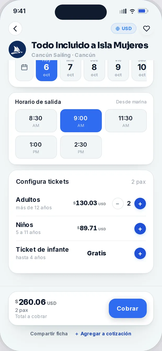 Ficha del Tour Todo Incluido con 2 adultos y 1 menor