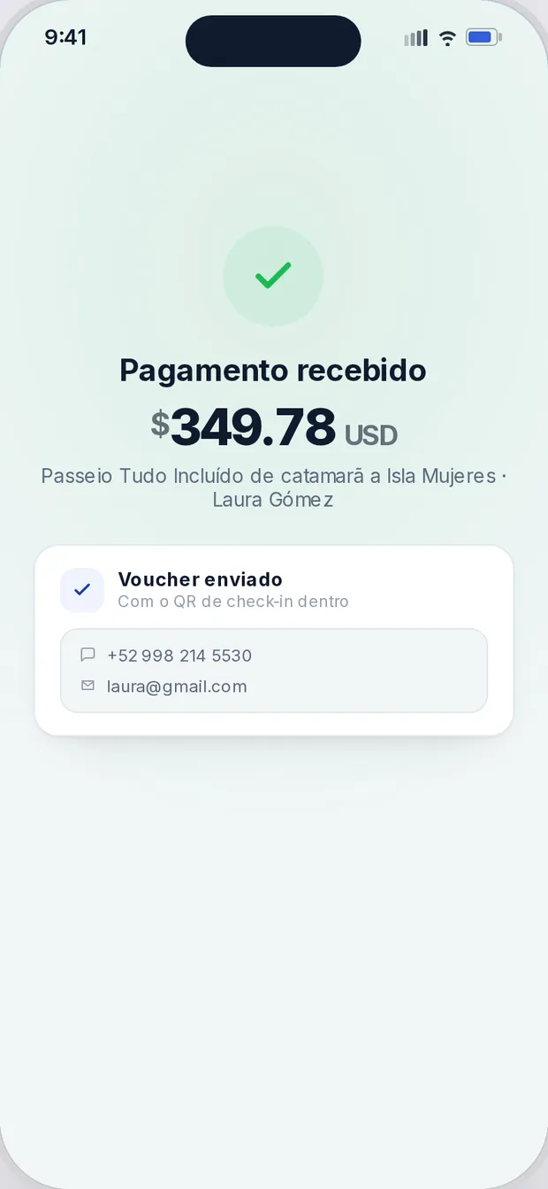 Pagamento recebido e voucher enviado